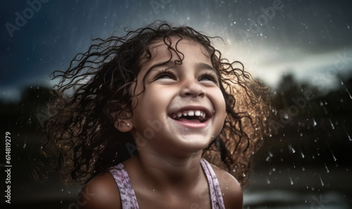 children playing in the rain AI GENERATIVE
