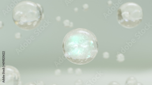 Cosmetic background with bubbles Abstract scientific scene with bubbles in the water. cosmetics bubble design energy. 3D rendering