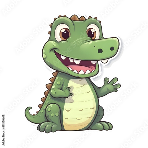 Cute crocodile cartoon character on white background. Vector illustration.