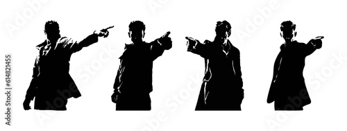 angry man silhouette pose, emotional, pointing finger