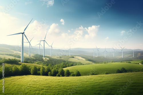 Foto Wind turbine in the field, Harnessing Nature's Breath: A Captivating Photograph