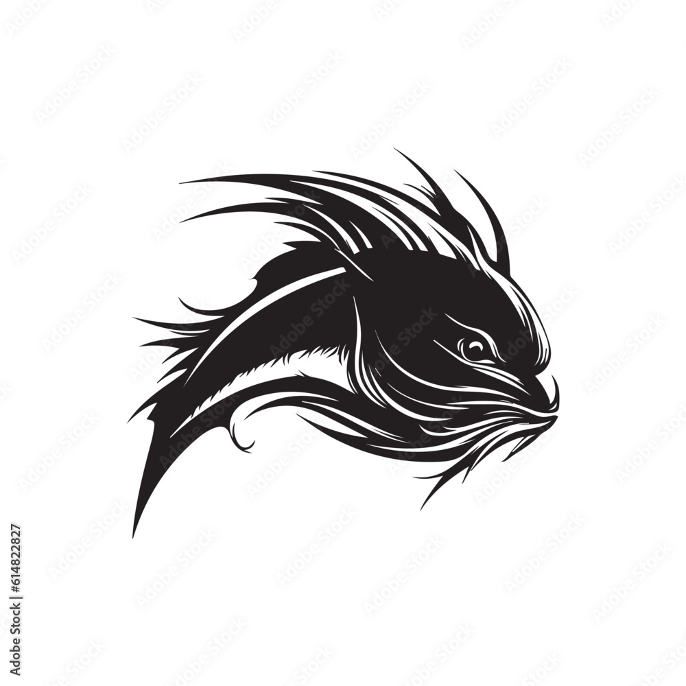 Catfish silhouette character vector illustration Catfish silhouette character vector illustration