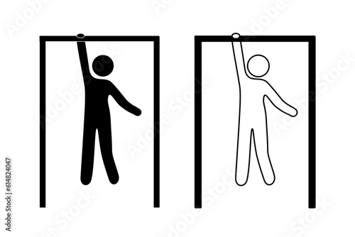 People  hanging on one arm on the horizontal bar
