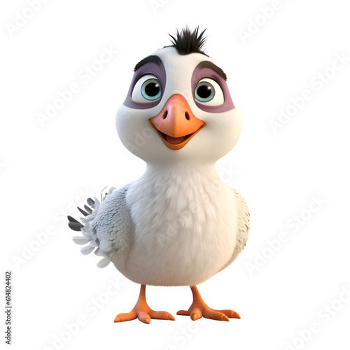 3D rendering of a cute cartoon duck with a funny expression on his face