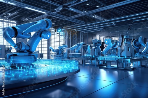  Futuristic automated manufacturing factory- made with Generative Ai