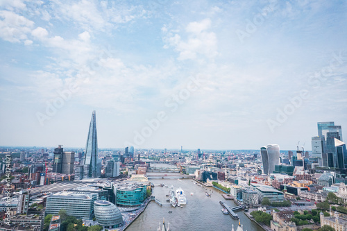 The amazing aerial view of Tower Bridge and River Thames  London. Famous International Landmark