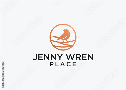 wren bird logo design vector silhouette illustration