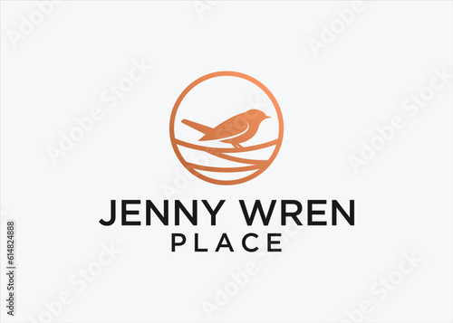 wren bird logo design vector silhouette illustration