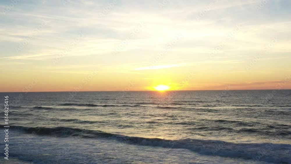 Ocean horizon with sunset sky fly over. Storm on th sea aerial view. Ocean horizon with sunset sky fly over. Storm on th sea aerial view.
