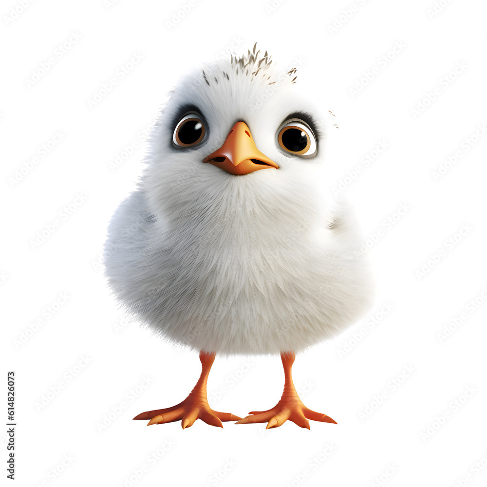 3D rendered illustration of a cute little chicken isolated on white background