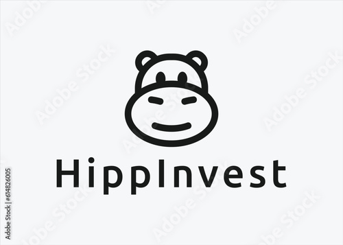 hippopotamus logo design vector silhouette illustration