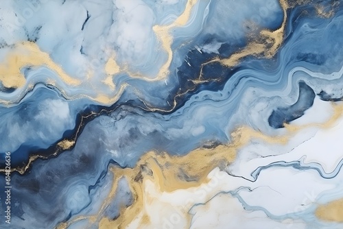 Abstract marble wallpaper background, luxury marble texture gold, and blue tone, created with Generative AI technology