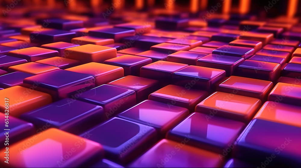 Obraz premium Futuristic multicolored glowing neon element. Sci fi abstract background. Generative Ai