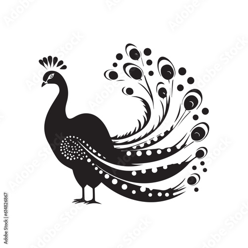 Peacock silhouette character with vector illustration