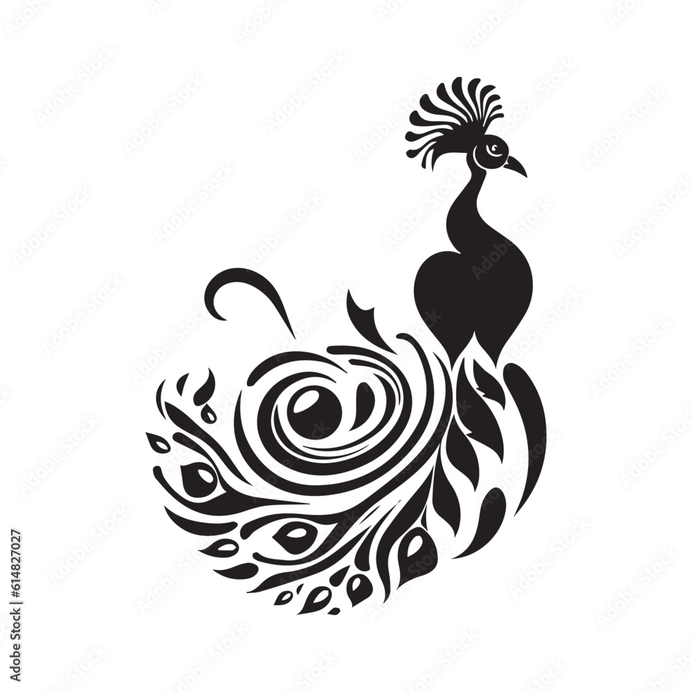 Fototapeta premium Peacock silhouette character with vector illustration