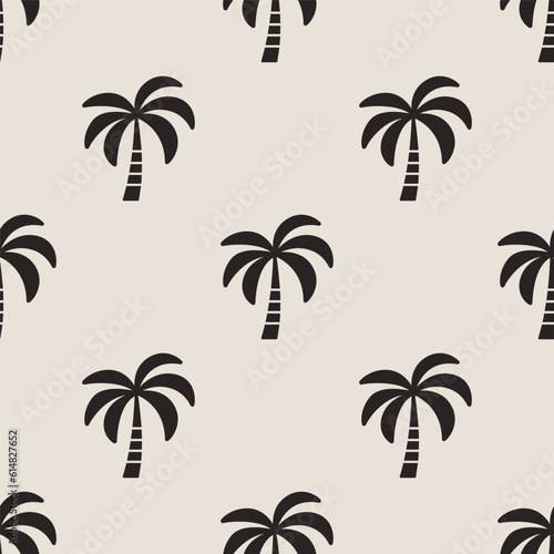 Vector Seamless Pattern with Palm Trees  Palm Tree Design Template  Print. Palm Silhouettes. Tropical  Vacation  Beach  Summer Concept. Vector Illustration. Front View