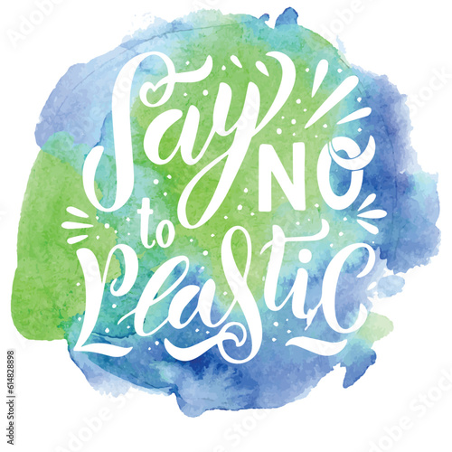 Plastic free July, say no to plastic  watercolor vector