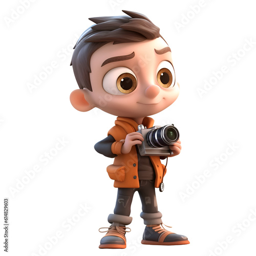 3D render of a cute little boy with a camera in his hand © Muhammad