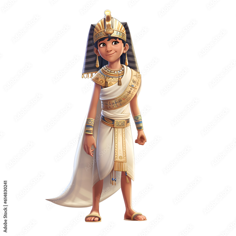 3D digital render of a cute Egyptian queen isolated on white background