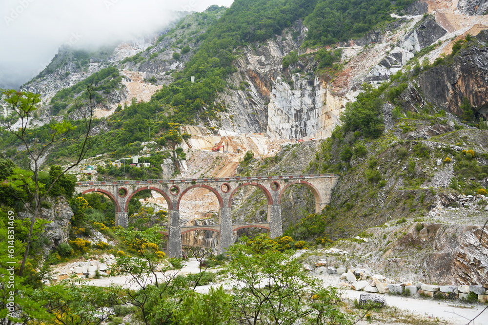 Ponti di Vara bridges in Carrara marble quarries, Tuscany, Italy