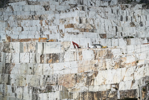 Fotografi CARRARA, ITALY - June 10, 2023: View of industrial marble quarry site in Carrara