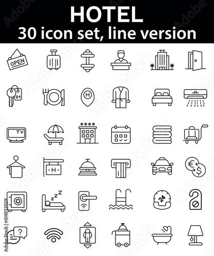 Hotel icon set. Outline icons collection.