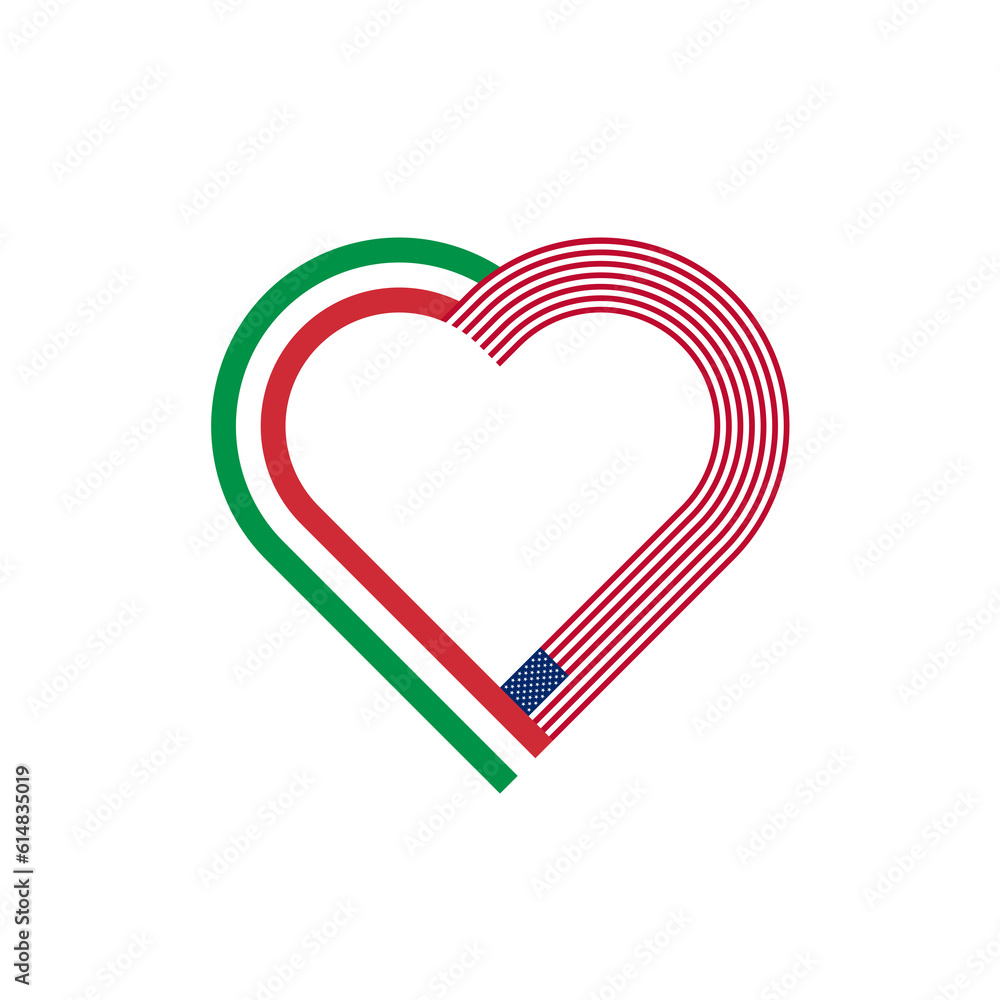 unity concept. heart ribbon icon of italy and united states flags. transparent png background unity concept. heart ribbon icon of italy and united states flags. transparent png background