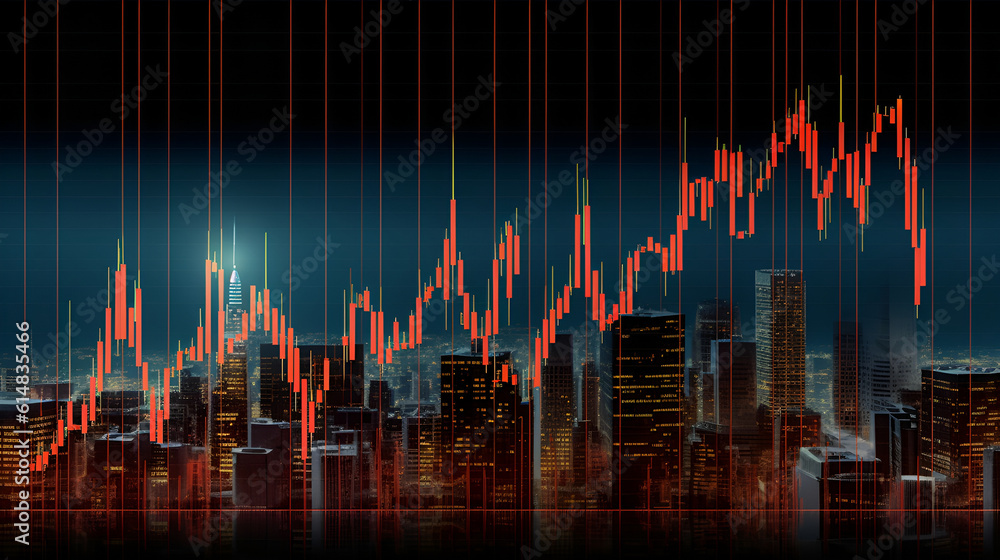 Stock market up down chart graphic concept image, Generative Ai Stock