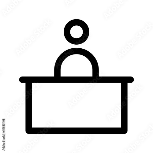 Reception desk outline icon. Vector graphics