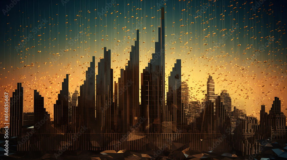 Stock market up down chart graphic concept image, Generative Ai Stock