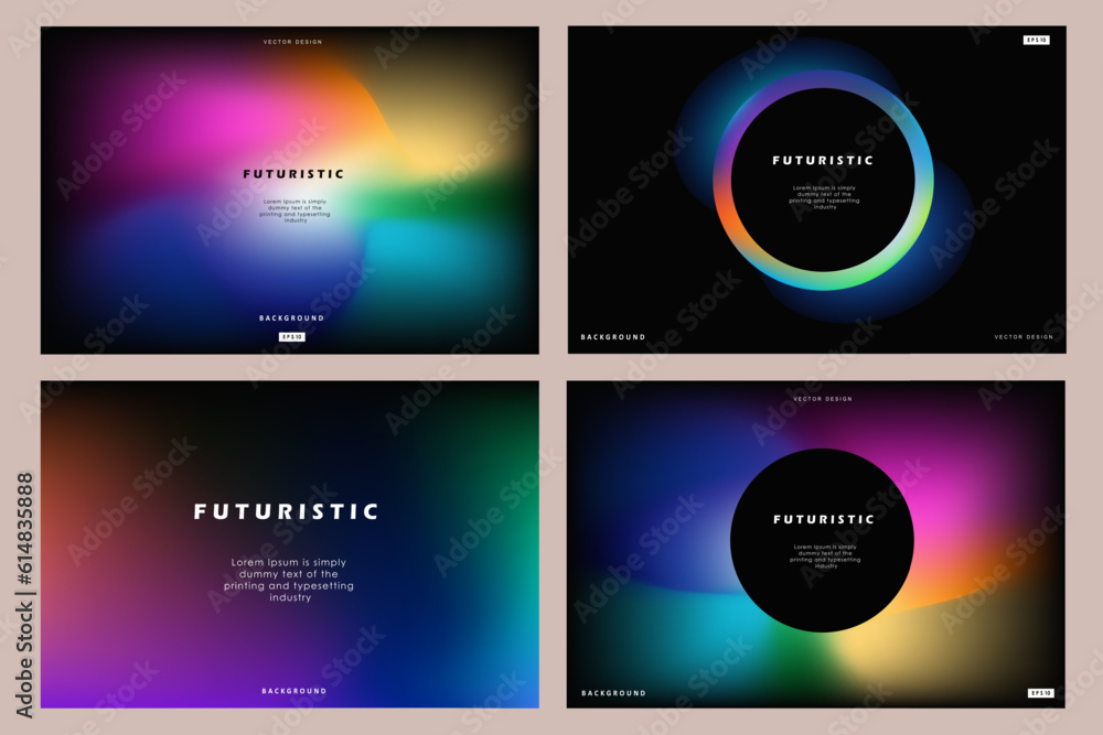 Set of creative covers or posters concept in modern minimal style for corporate identity, branding, social media advertising, promo. Minimalist cover design template with dynamic fluid gradient. Set of creative covers or posters concept in modern minimal style for corporate identity, branding, social media advertising, promo. Minimalist cover design template with dynamic fluid gradient.
