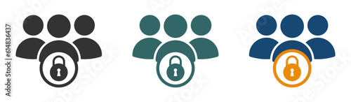 Customer group privacy vector icons. Secured teamwork vector signs.