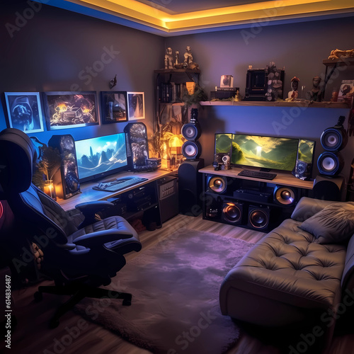 realistic gaming setup room
