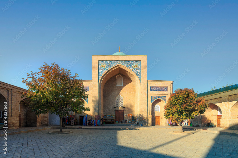 Mauzoleum Khazrati Imam and traditional handmade souvenir shop in old city