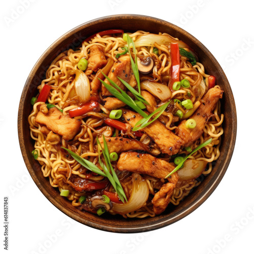 Delicious Chicken Yakisoba Isolated on a Transparent Background