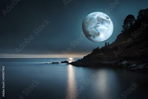 moonlight over the sea AI Generated