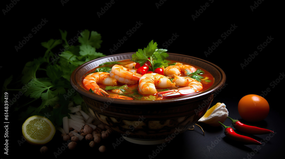 Spicy Shrimp soup (Tom Yam Goong) Thai food. Spicy Shrimp soup (Tom Yam Goong) Thai food.