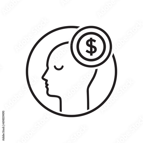 round thin line rich man logo. linear flat style trend modern logotype graphic art design on white background. concept of thoughts of wealth and personal success or male dreams of big earnings