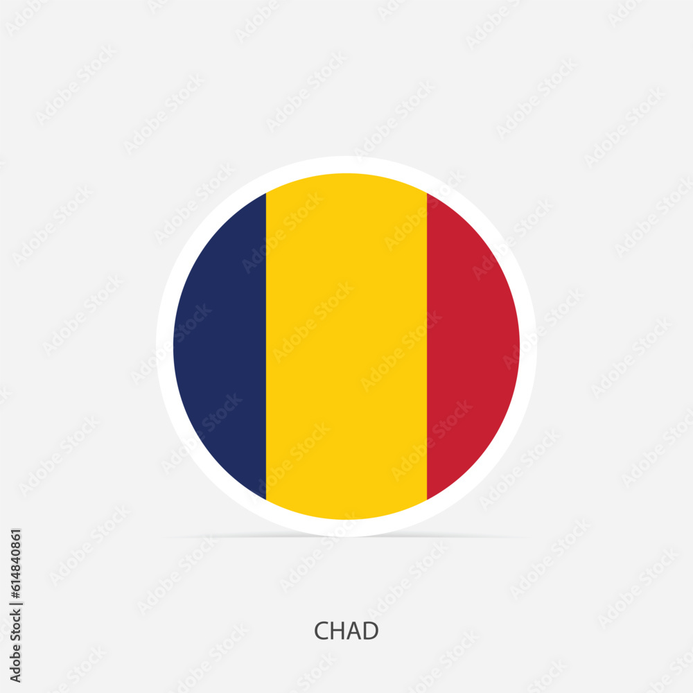 Chad round flag icon with shadow. Chad round flag icon with shadow.