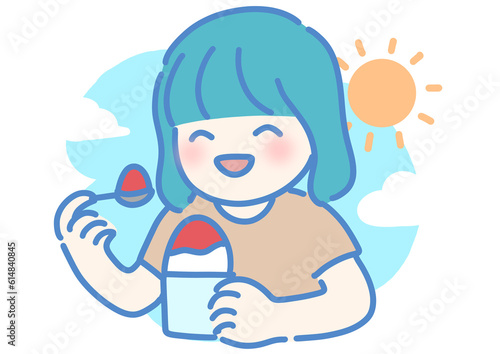 かき氷を食べる女の子