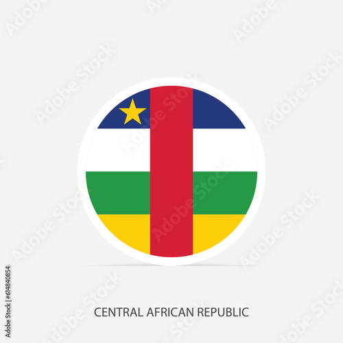 Central African Republic round flag icon with shadow.