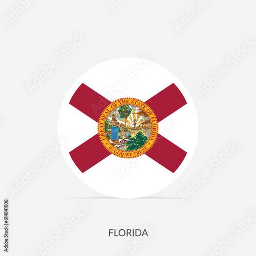 Florida round flag icon with shadow.