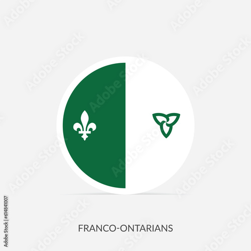 Franco Ontarian round flag icon with shadow.