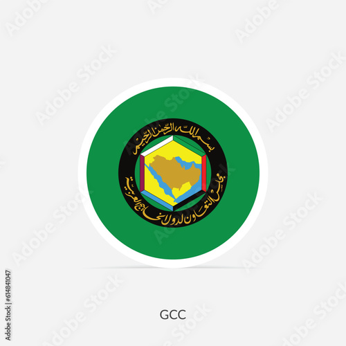 GCC round flag icon with shadow.