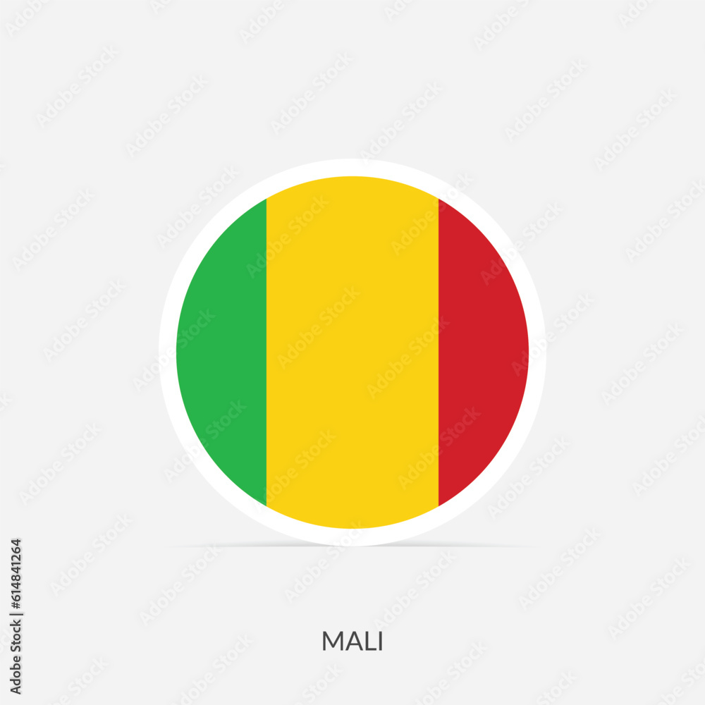Mali round flag icon with shadow.