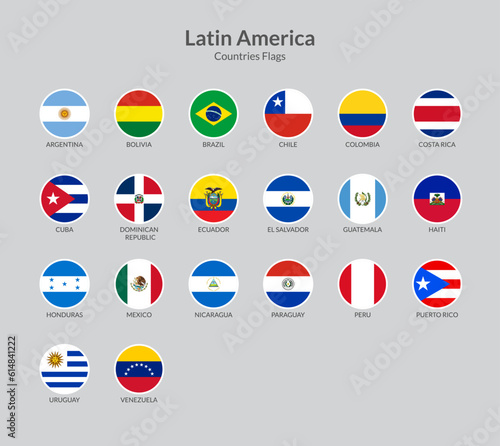 Latin American countries flag icons collection