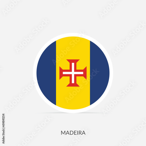 Madeira round flag icon with shadow.