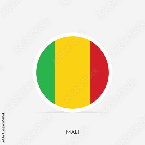 Mali round flag icon with shadow.