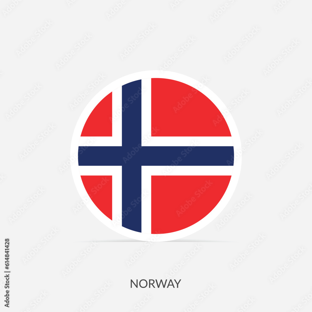 Norway round flag icon with shadow. Norway round flag icon with shadow.