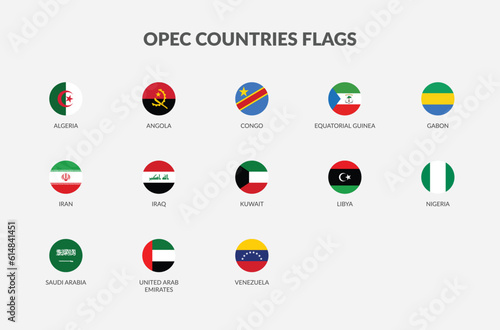 OPEC Countries flag icons collection